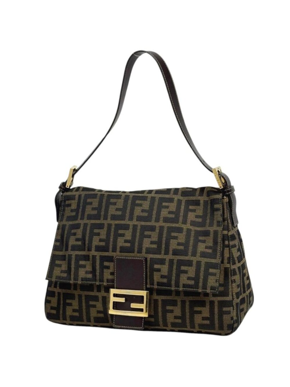 Fendi Shoulder Bag Zucca Pattern Canvas Brown
